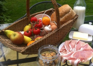 Breakfast Basket in all breaks at  our Romantic, Luxurious Self-Catering, Dog-Friendly Holiday Cottages in the Heart of the Rural Suffolk Countryside