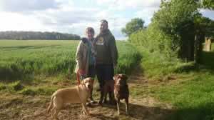 Alison & Craig with Thor & Phoenix - guests at our luxury dog-friendly holiday cottages in Suffolk