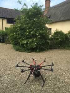Flyibot drone at our holiday cottages in Suffolk
