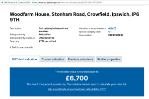 Business rates rateable value for Woodfarm House