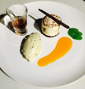 Tiramisu with pistachio parfait at our Suffolk holiday cottages