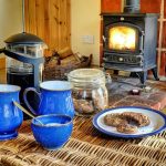 Alde Barn wood bruning stove and coffee photo