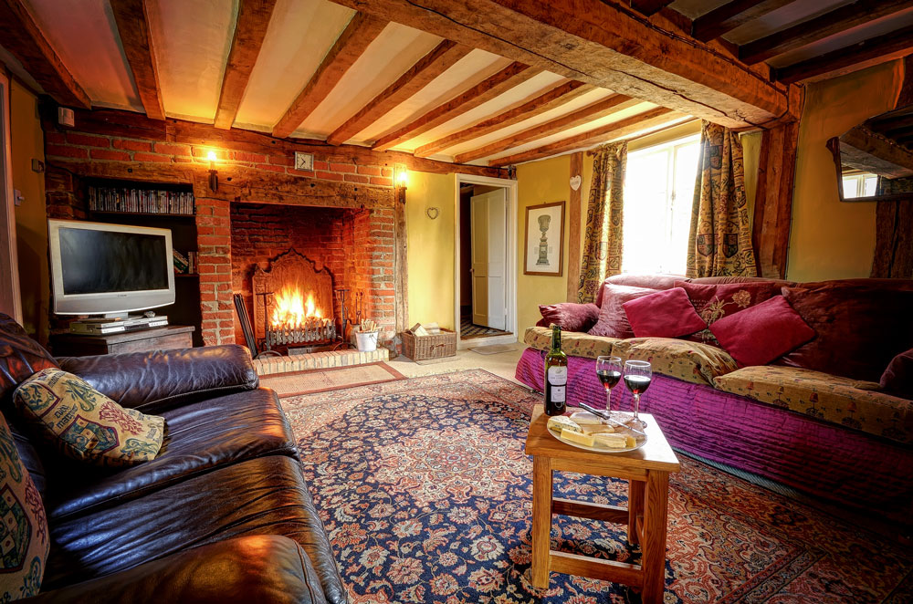 cozy lounge in farmhouse holiday cottage