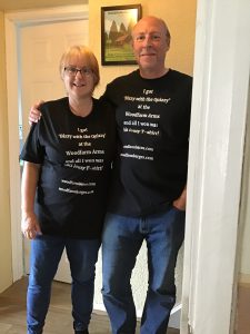 Pic of Carolyn & Neil with their Pub Quiz T-Shirts