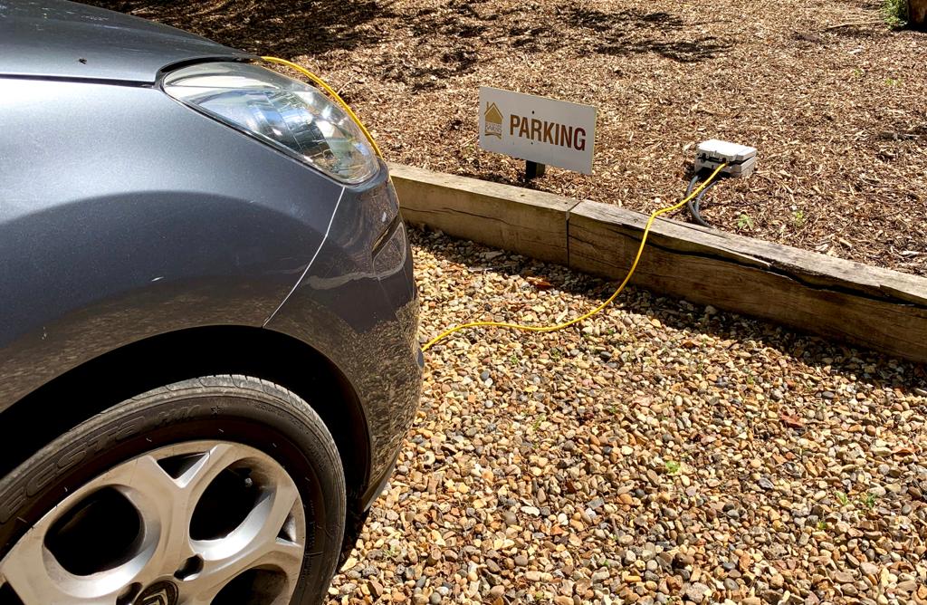 Electric car charging at Woodfarm barns
