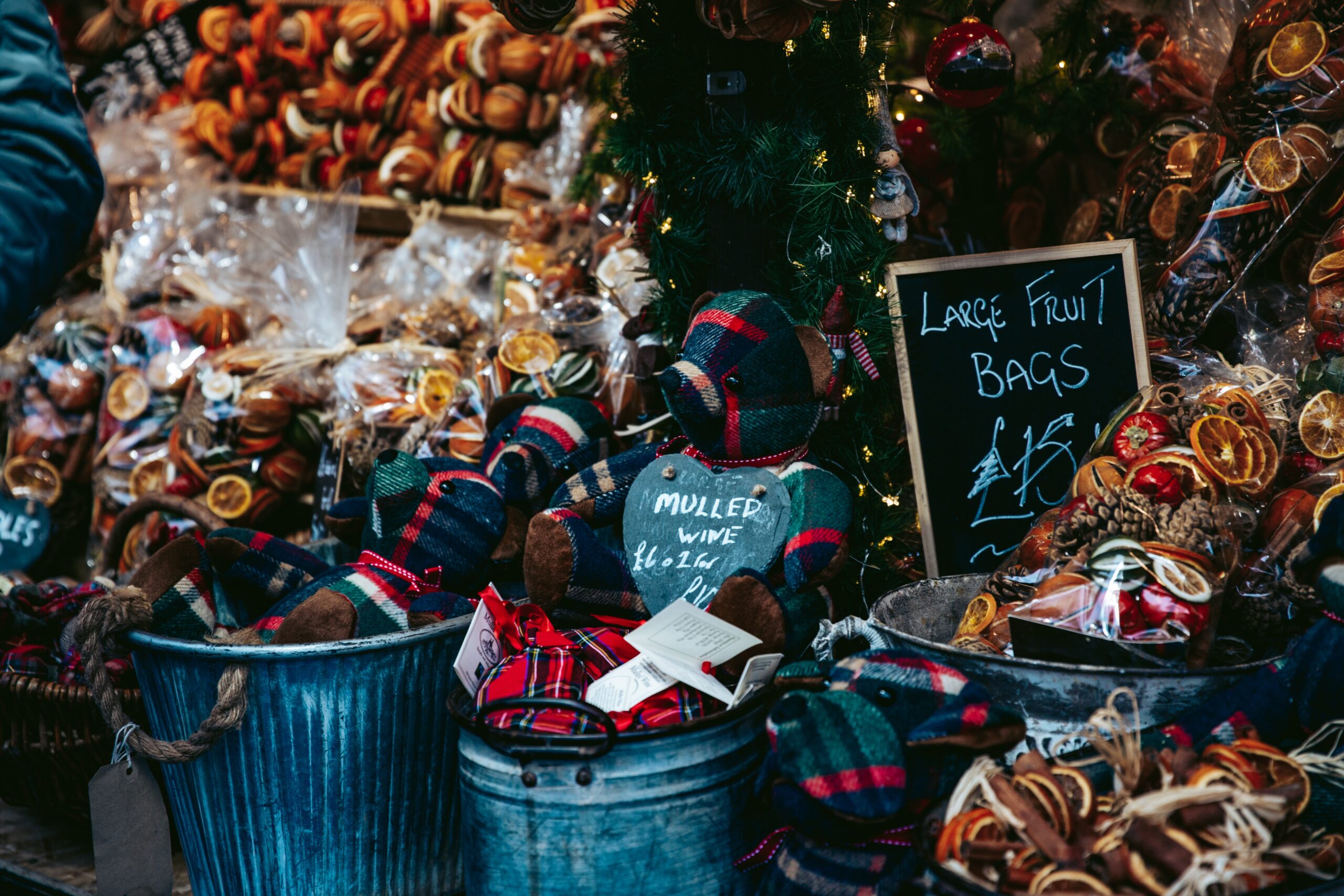 A selection of products at a Christmas market