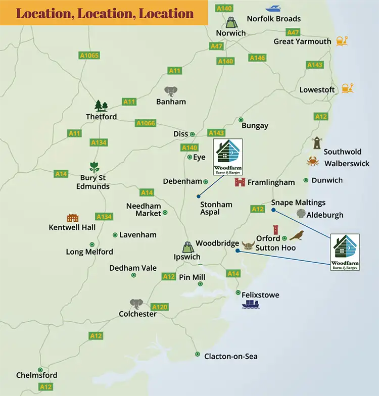 suffolk map of holiday locations