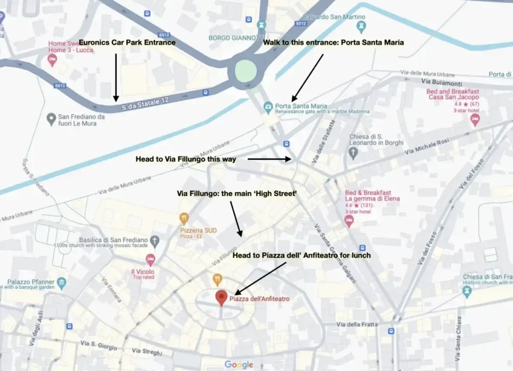 Map of central Lucca 