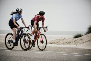 A couple cycling through Suffolk.