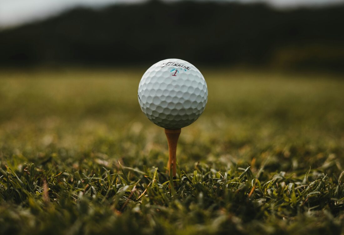 A golf on a tee in Suffolk.