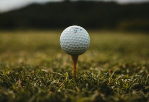 A golf on a tee in Suffolk.