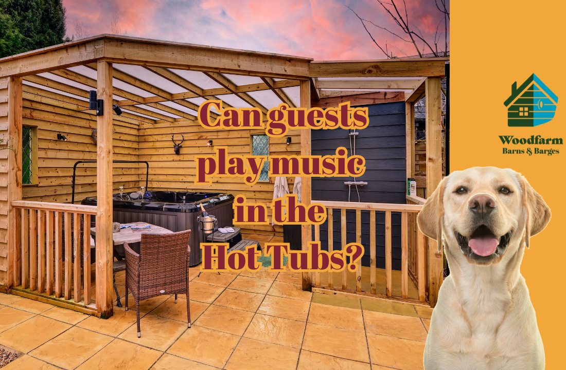 Can guests play music in the Hot Tubs?